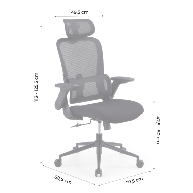 chaise ergonomique noir dexter maille accoudoirs rabattables soutien lombaire appui tete 13