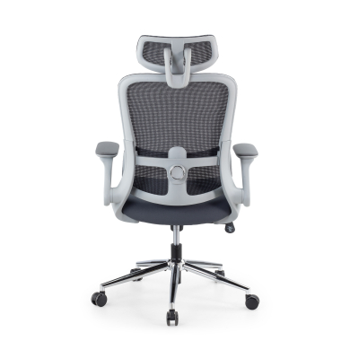 chaise ergonomique gris dexter maille accoudoirs rabattables soutien lombaire appui tete 6