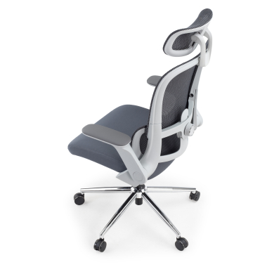 chaise ergonomique gris dexter maille accoudoirs rabattables soutien lombaire appui tete 12