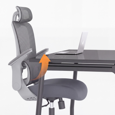 chaise ergonomique gris dexter maille accoudoirs rabattables soutien lombaire appui tete 13