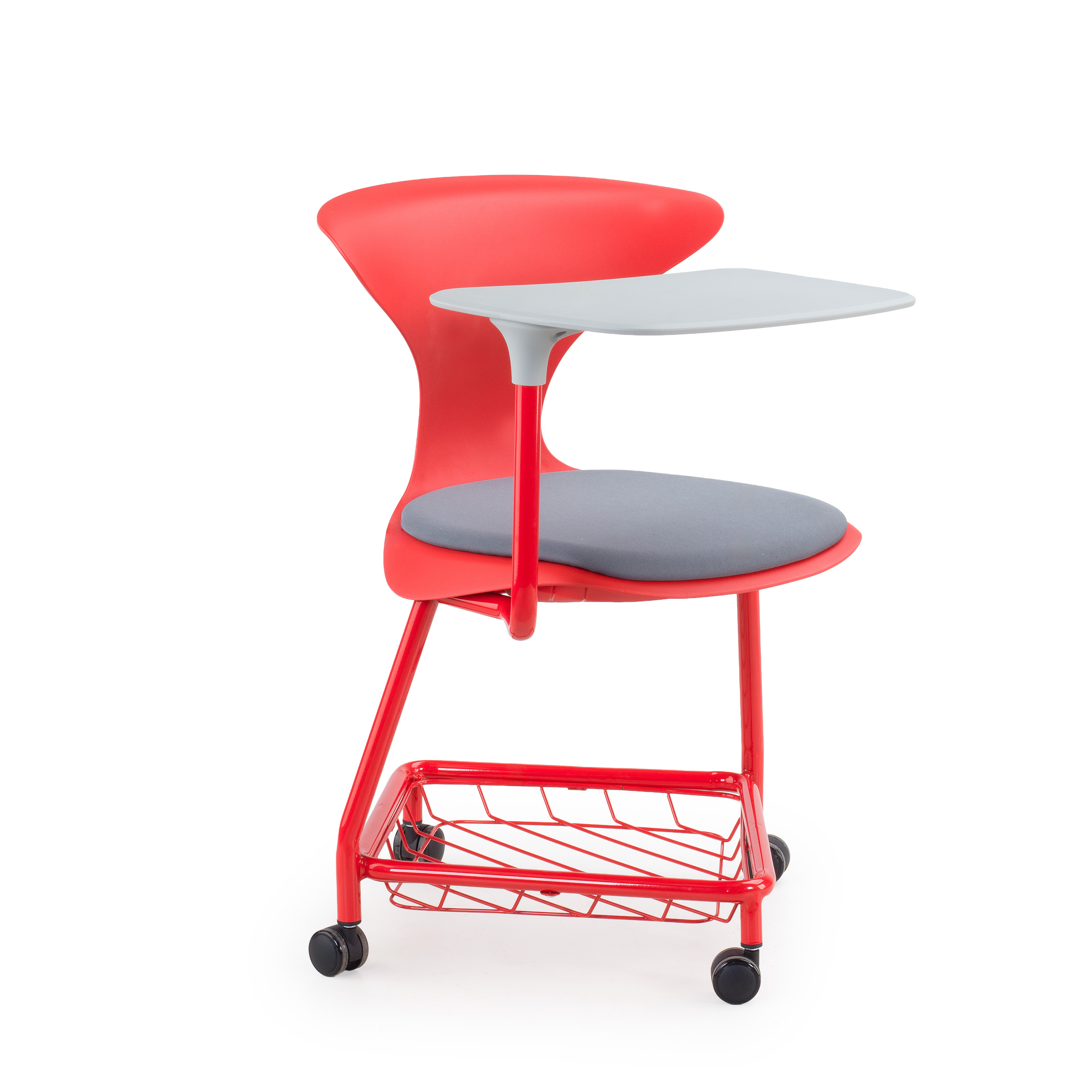 Chaise scolaire Agora avec tablette écritoire et roulettes, pour salles de classe et de formation