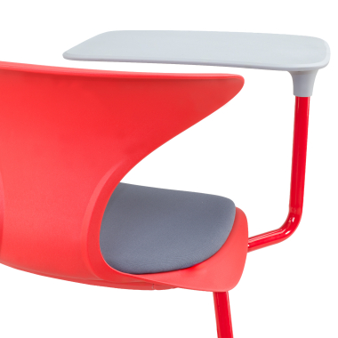chaise avec tablette rouge avec une palette d ecriture roulettes plastique sans accoudoirs 6