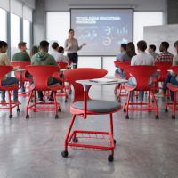 Chaise scolaire Agora avec tablette écritoire et roulettes, pour salles de classe et de formation