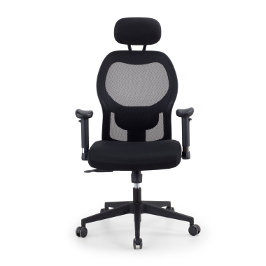 chaise teletravail noir avec appui tete maille accoudoirs reglables 2d soutien lombaire appui tete 3