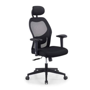 chaise teletravail noir avec appui tete maille accoudoirs reglables 2d soutien lombaire appui tete 1