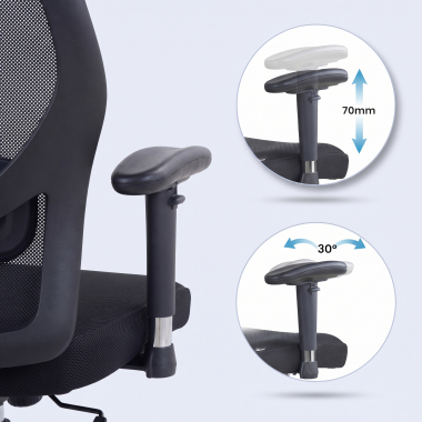 chaise teletravail noir avec appui tete maille accoudoirs reglables 2d soutien lombaire appui tete 6