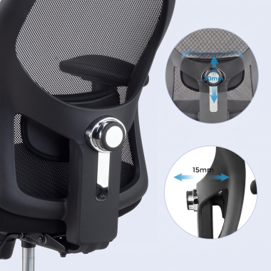 chaise teletravail noir avec appui tete maille accoudoirs reglables 2d soutien lombaire appui tete 5