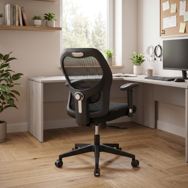 chaise teletravail noir sans appui tete maille accoudoirs reglables 2d soutien lombaire 2