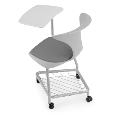 chaise avec tablette gris avec une palette d ecriture roulettes plastique sans accoudoirs 9