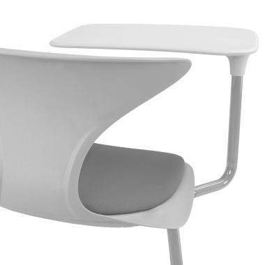 chaise avec tablette gris avec une palette d ecriture roulettes plastique sans accoudoirs 6