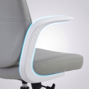 chaise pivotante gris dossier en similicuir simil cuir accoudoirs fixes 10