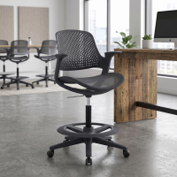 Tabouret de bureau pivotant Dorian avec dossier ergonomique
