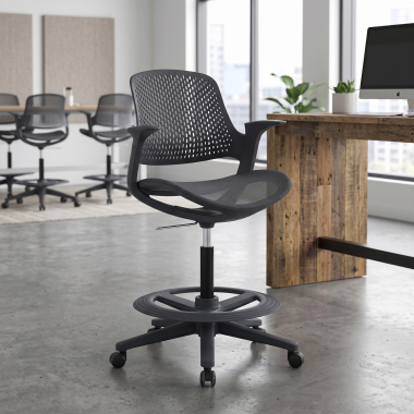tabouret ergonomique anthracite dorian maille accoudoirs fixes 2