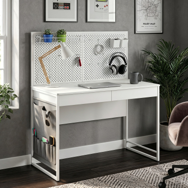 bureau pour ordinateur blanc taskmaster 2