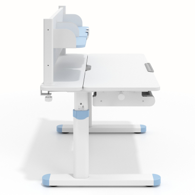 bureau pour jeunes avec passe cables blanc bleu ergokid 3