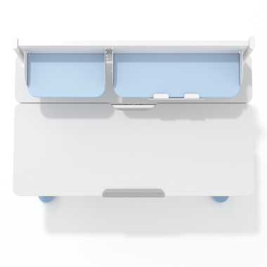 bureau pour jeunes avec passe cables blanc bleu ergokid 9