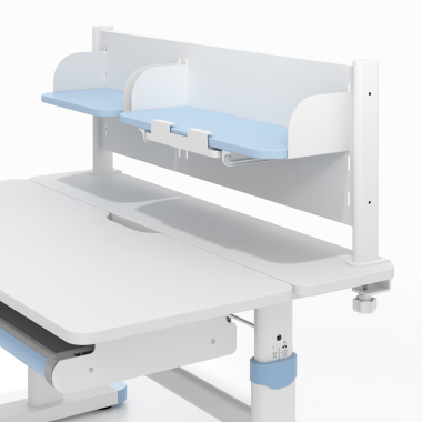 bureau pour jeunes avec passe cables blanc bleu ergokid 11