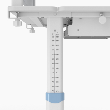 bureau pour jeunes avec passe cables blanc bleu ergokid 14