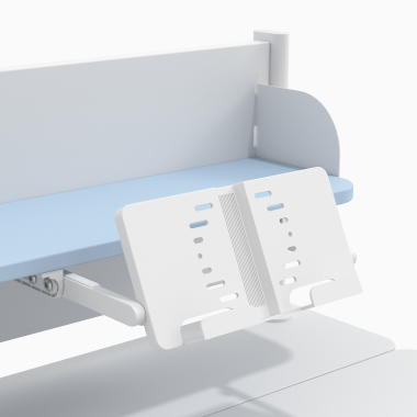 bureau pour jeunes avec passe cables blanc bleu ergokid 16