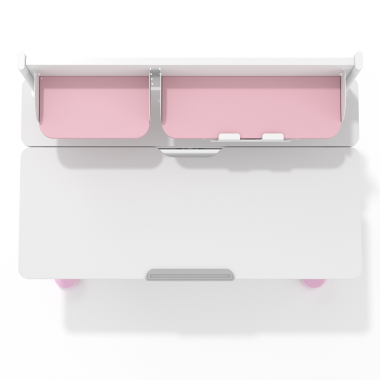 bureau pour jeunes avec passe cables blanc rose ergokid 9
