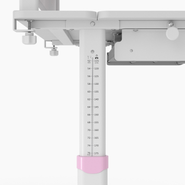 bureau pour jeunes avec passe cables blanc rose ergokid 14