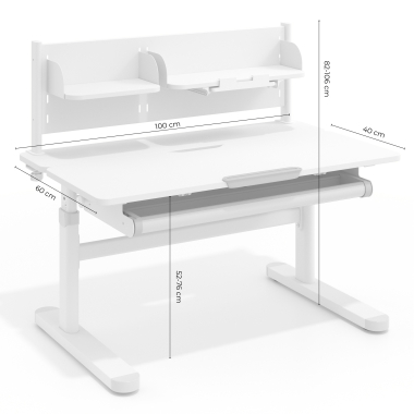 bureau pour jeunes avec passe cables blanc bleu ergokid 18