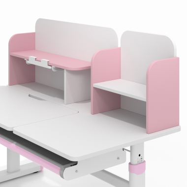 bureau pour jeunes avec passe cables blanc rose ergokid 11