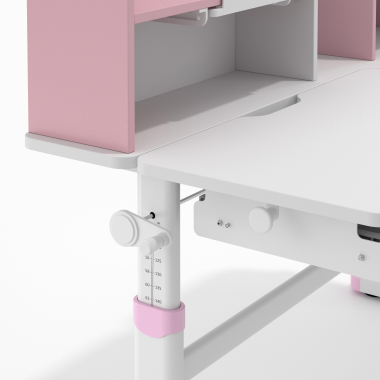 bureau pour jeunes avec passe cables blanc rose ergokid 13