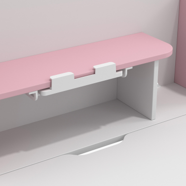 bureau pour jeunes avec passe cables blanc rose ergokid 15