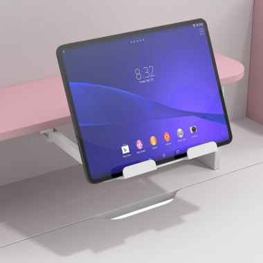 bureau pour jeunes avec passe cables blanc rose ergokid 17