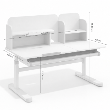bureau pour jeunes avec passe cables blanc gris ergokid 15