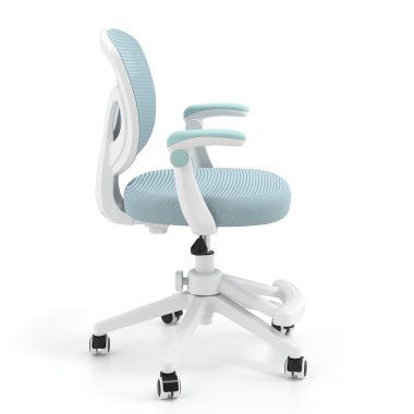 chaise de bureau enfant bleu kiddo tissu accoudoirs rabattables repose pieds extensible 4