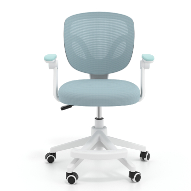 chaise de bureau enfant bleu kiddo tissu accoudoirs rabattables repose pieds extensible 3