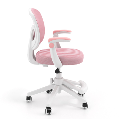 chaise de bureau enfant rose kiddo tissu accoudoirs rabattables repose pieds extensible 4