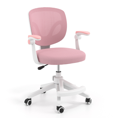 chaise de bureau enfant rose kiddo tissu accoudoirs rabattables repose pieds extensible 1