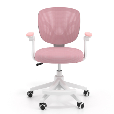 chaise de bureau enfant rose kiddo tissu accoudoirs rabattables repose pieds extensible 3