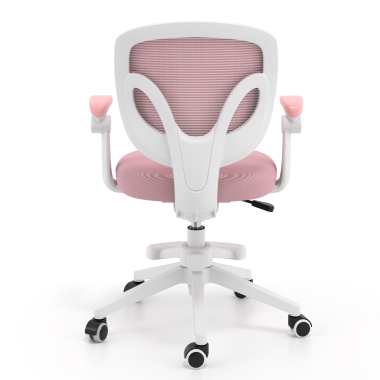 chaise de bureau enfant rose kiddo tissu accoudoirs rabattables repose pieds extensible 6