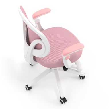 chaise de bureau enfant rose kiddo tissu accoudoirs rabattables repose pieds extensible 7