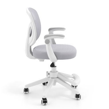 chaise de bureau enfant gris kiddo tissu accoudoirs rabattables repose pieds extensible 4