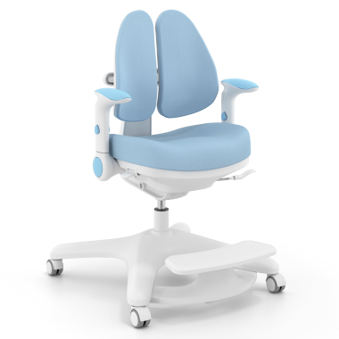 chaise de bureau enfant bleu ergoduo tissu accoudoirs reglables 2d repose pieds extensible 1