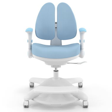 chaise de bureau enfant bleu ergoduo tissu accoudoirs reglables 2d repose pieds extensible 3