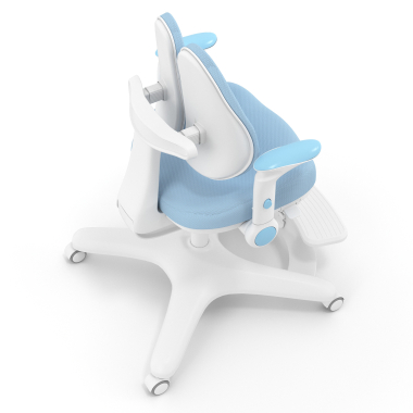 chaise de bureau enfant bleu ergoduo tissu accoudoirs reglables 2d repose pieds extensible 7