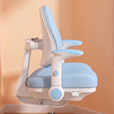 chaise de bureau enfant bleu ergoduo tissu accoudoirs reglables 2d repose pieds extensible 9