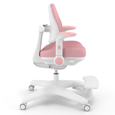 chaise de bureau enfant rose ergoduo tissu accoudoirs reglables 2d repose pieds extensible 4