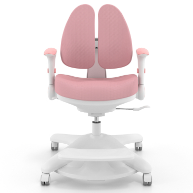 chaise de bureau enfant rose ergoduo tissu accoudoirs reglables 2d repose pieds extensible 3