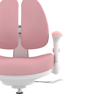chaise de bureau enfant rose ergoduo tissu accoudoirs reglables 2d repose pieds extensible 5