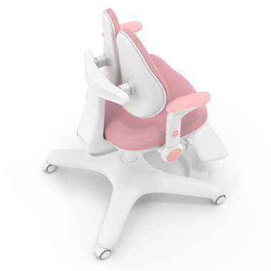 chaise de bureau enfant rose ergoduo tissu accoudoirs reglables 2d repose pieds extensible 7