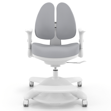 chaise de bureau enfant gris ergoduo tissu accoudoirs reglables 2d repose pieds extensible 3