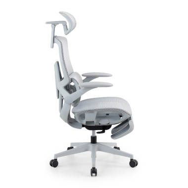chaise ergonomique blanc gris halo z3 maille accoudoirs reglables 4d soutien lombaire appui tete repose pieds extensible 4