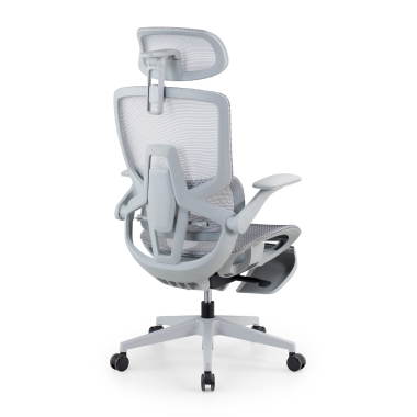 chaise ergonomique blanc gris halo z3 maille accoudoirs reglables 4d soutien lombaire appui tete repose pieds extensible 11